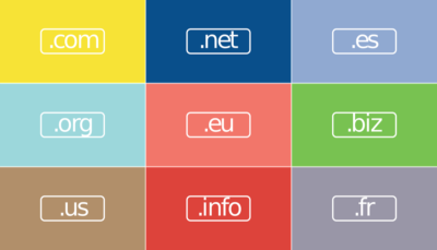 Table of different top level domain names, each in a different coloured box. Image: Pixabay