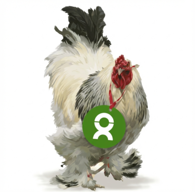 The Oxfam virtual catalogue rooster, upscaled and enlarged with Gemini AI by Howard Lake