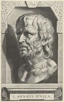 Illustration of bust of Seneca, by Cornelis Galle, in the Rijksmuseum