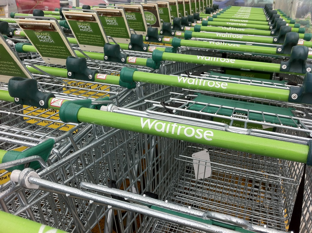 Waitrose shopping trollies. Photo: Howard Lake