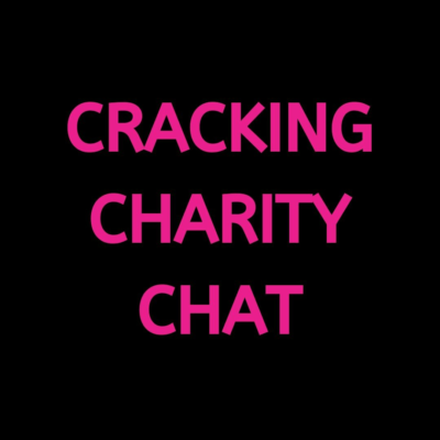 Cracking Charity Chat logo - hot pink capital letters on a black background