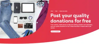 Screenshot of British Heart Foundation's Freepost label request