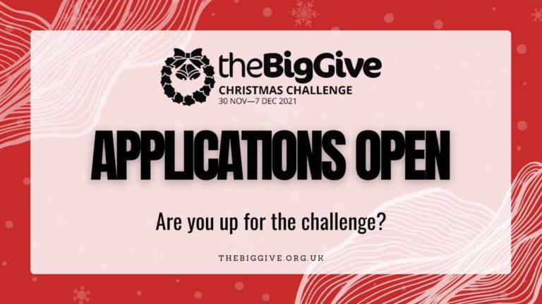 Applications open announcement from The Big Give