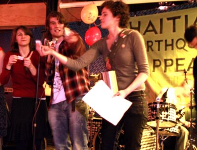 Oxfam Outreach volunteers at a fundraising event for Haiti