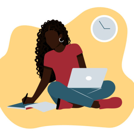 Teenage Black Female Student Studying - BlackIllustrations