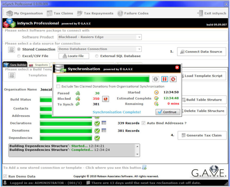 Gift Ease's inSynch database plugin