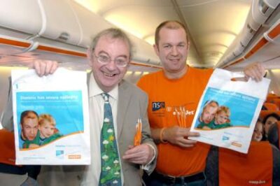 Ian McCaskill on board an EasyJet flight