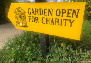 National Open Garden Scheme sign. Garden open for charity. Photo: Howard Lake