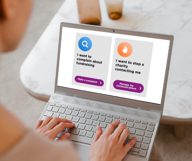 Making a complaint about fundraising - mockup by Howard Lake using screenshot from Fundraising Regulator's website