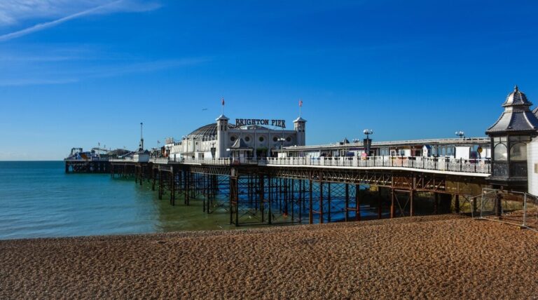 A blue sky over Brighton Pier