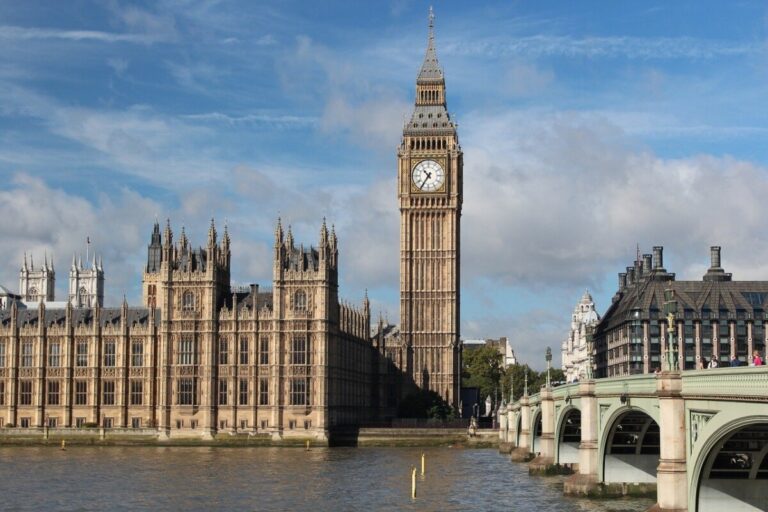 Big Ben and the houses of parliament viewed from across the river