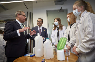 Alok Sharma MP and students at the launch of 1851 Trust's Protect Our Futures platform