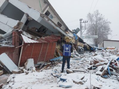 Destruction caused by the earthquake in Kahramanmaras, Türkiye.