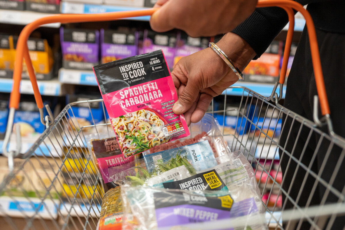 Sainsbury's shopping basket with Nourish The Nation produce in it