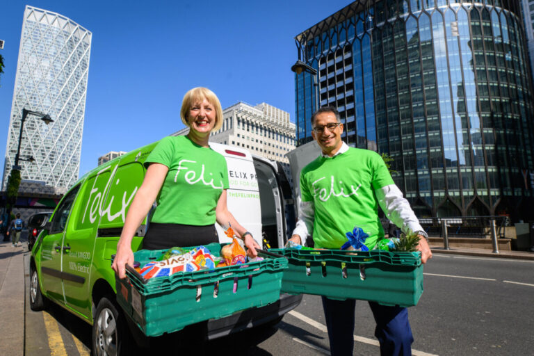 CEO of Canary Wharf Group Shobi Khan (right) and CEO of The Felix Project Charlotte Hill (left). Picture credit: Matt Crossick/PA Wire