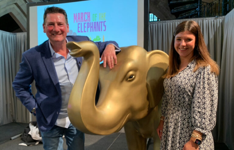 Tony Hadley with St Giles Hospice deputy CEO Elinor Eustace