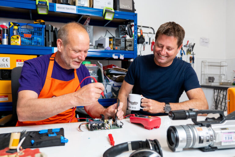 George Clarke at the Fixing Factory, marking the launch of Virgin Media O2 and Hubbub’s Time After Time Fund