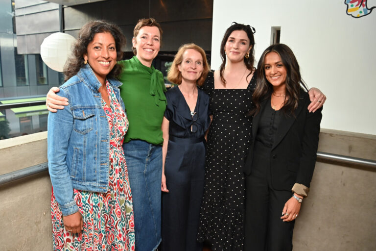 (l-r) Priyanga Burford, Olivia Colman, Tender CEO Susie McDonald, Aisling Bea and Amy-Leigh Hickman. Credit: Matt Crossick/PA Wire.