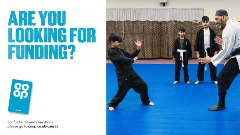 Are you looking for funding, asks Co-op Community Fund? Photo of a taekwondo lesson for children.