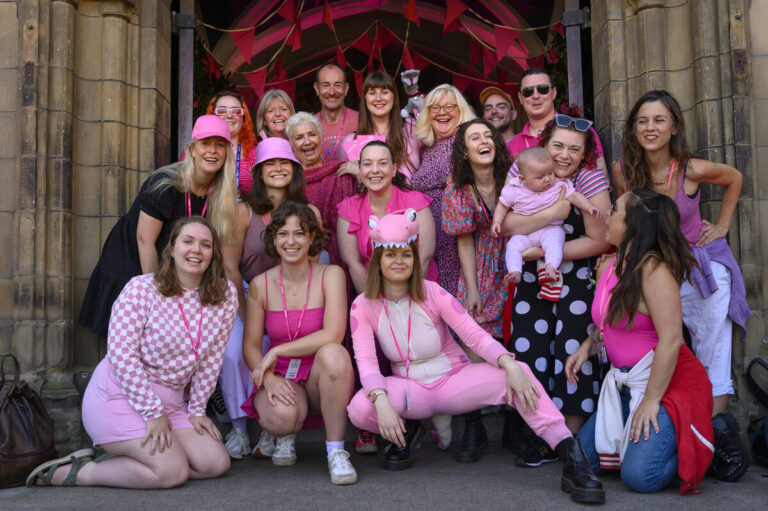 People dressed in pink for Pink Wednesday