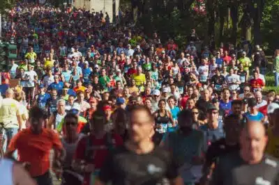 A large group of runners taking part in a race