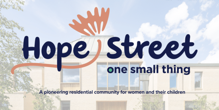 Hope Street - one small thing. Logo of Hope Street against image of their building.