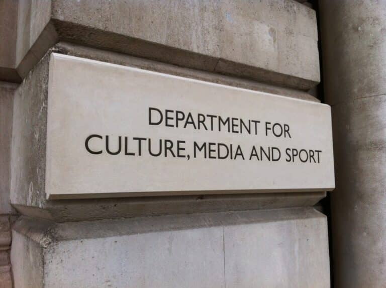 Sign in Whitehal for the Department for Culture, Media and Sport